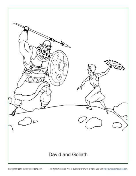 David and Goliath Coloring Page on Sunday School Zone