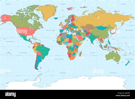 High detail Vector Illustration of the world map. With Political ...