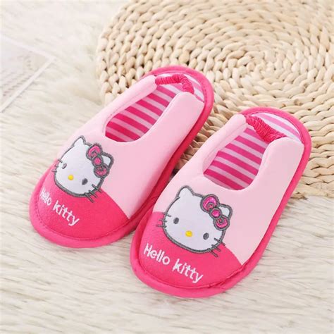 Hello Kitty Girls Slippers Comfortable Cotton Soft Bottom Home House Kids Indoor Bedroom ...