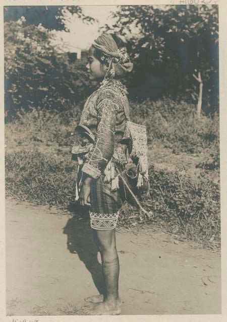 Bagobo person wearing traditional clothing, profile – Objects – eMuseum