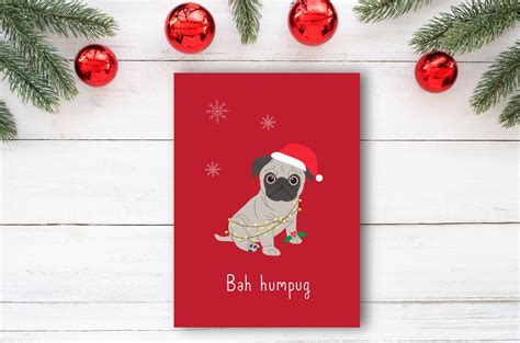 Christmas Cards Pun Funny Christmas Card Pug Christmas Card - Etsy