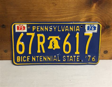 1976 Pennsylvania Bicentennial Car License Plate Bicentennial State '76 Registration Plate ...