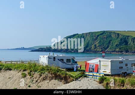 Camping site at Pentewan Sands near Mevagissey Cornwall UK Stock Photo ...