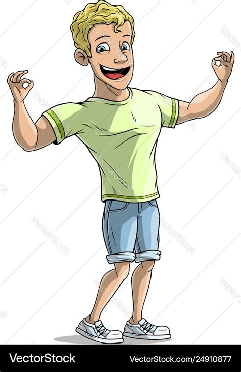 Cartoon smiling strong boy character Royalty Free Vector