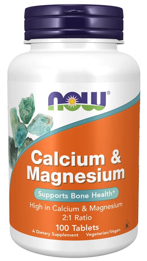 NOW Supplements, Calcium & Magnesium 2:1 Ratio, High Potency, Supports Bone Health*, 100 Tablets ...