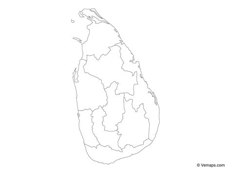 Outline Map of Sri Lanka with Provinces | Free Vector Maps