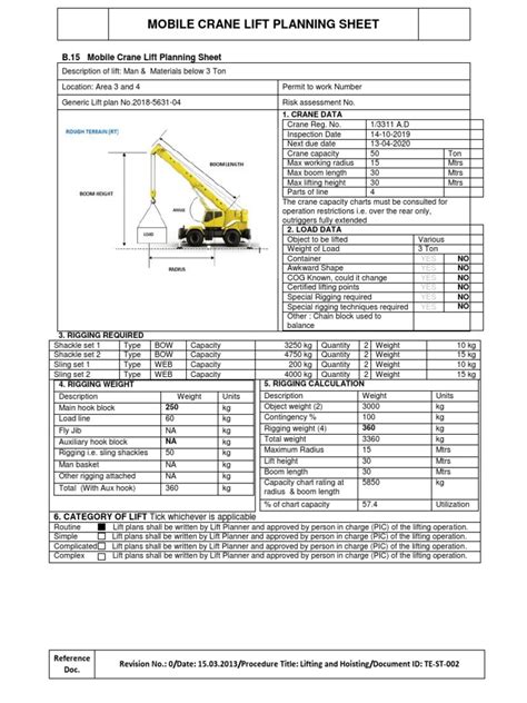 Crane Lifting Plan Template