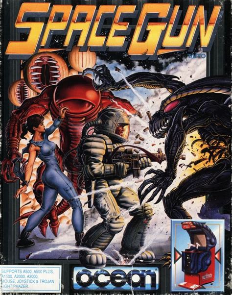 Space Gun (1992) Amiga box cover art - MobyGames