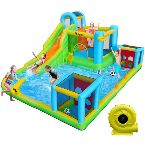 Buy FBSPORT Inflatable Bounce House, Water Slide with Blower Bouncy House for Kids Indoor ...