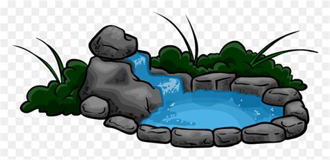 Waterfall Clipart Water Pond - Pond Clipart Black And White - FlyClipart