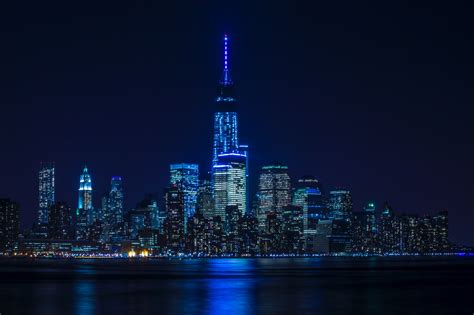 buildings, lights, photography, hd, 4k, 5k, 8k, blue, night, world, reflection HD Wallpaper