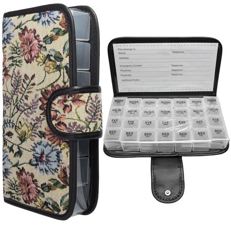 Simply Genius Daily Pill Box Organizer Portable Locking Travel Case Doses Dispenser 7 Or 14 Day ...