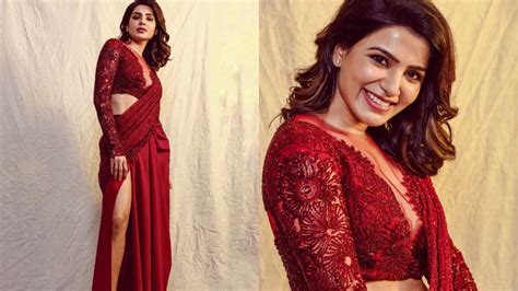 Samantha Ruth Prabhu looks red hot in stunning saree featuring thigh-high slit