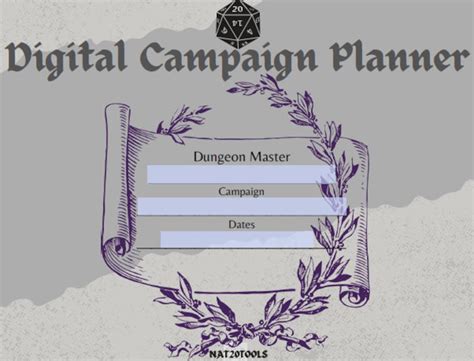 DM Digi-planner Fillable PDF for Dnd Campaign Planning - Etsy