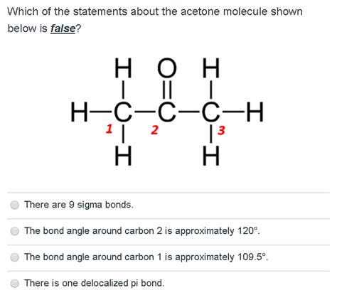 Solved Which of the statements about the acetone molecule | Chegg.com