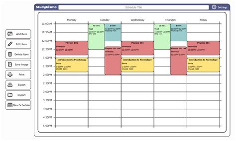 Free College Schedule Maker