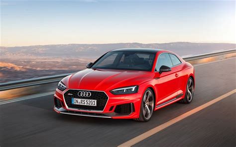 Download wallpapers Audi RS5 Coupe, 2018, Red RS5, road, speed, German ...