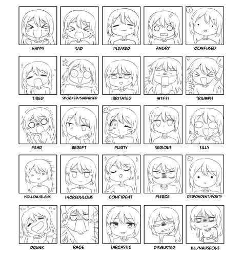 12 anime facial expressions chart drawing tutorial – Artofit