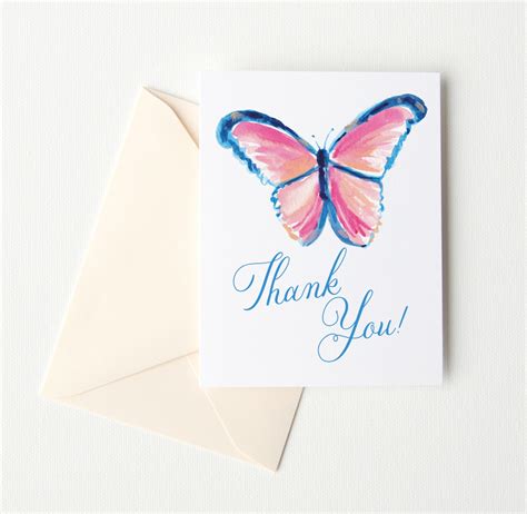 Watercolor butterfly thank you cards by artist Michelle Mospens ...