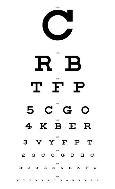 Snellen Eye Chart Printable