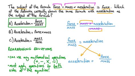 Question Video: Changing the Subject of a Word Equation | Nagwa