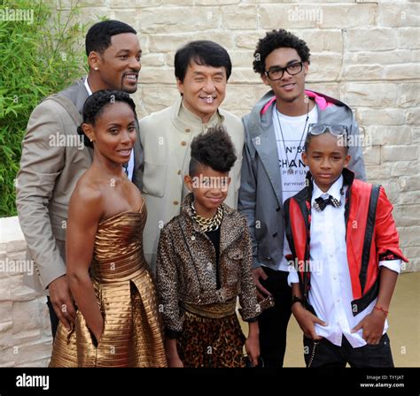 Actors Will Smith, Jackie Chan, Trey Smith (L-R, rear) and Jada Pinkett ...