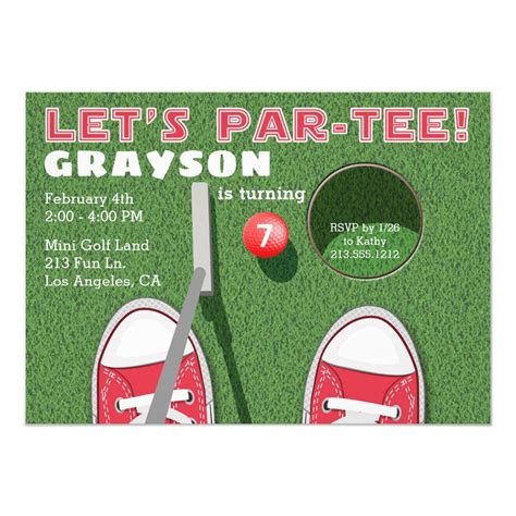 Mini Golf Par-Tee Putt Putt Boy's Birthday Invitation | Boy birthday invitations, Birthday ...