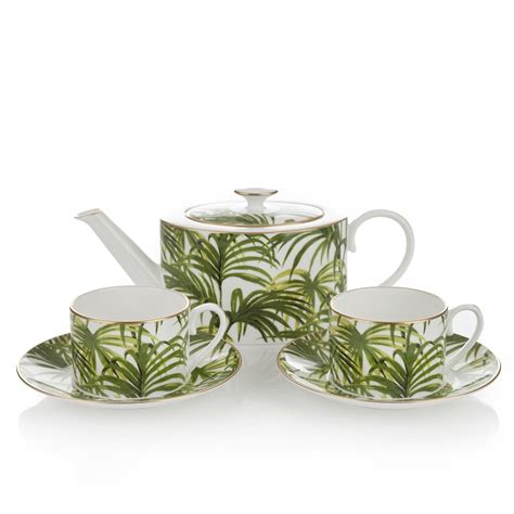 PALMERAL Tea Set - White / Green | Tea set, Luxury interior, Tropical decorating