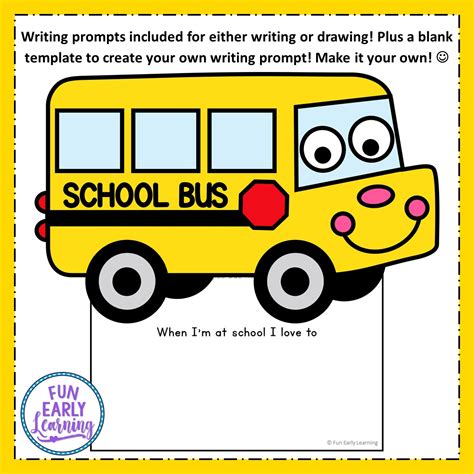 Back to School Bus Craft with Writing Prompts for Kids