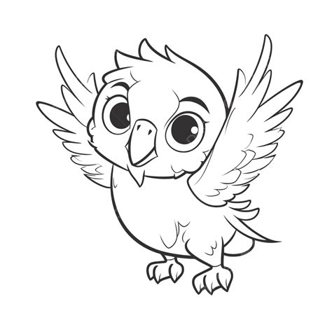 Cute Bird Coloring Page For Kids Outline Sketch Drawing Vector, Bird Drawing, Wing Drawing, Ring ...