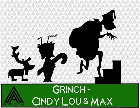 Christmas Window Cling-Grinch Cindy Lou & Max Silhouettes | Etsy ...