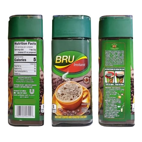 Bru Premium Quality Instant Coffee with Roasted Chicory, 7oz - Pack of ...