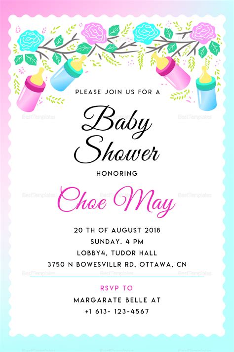 Editable Baby Shower Invitation Design Template in PSD, Word, Publisher, Illustrator, InDesign