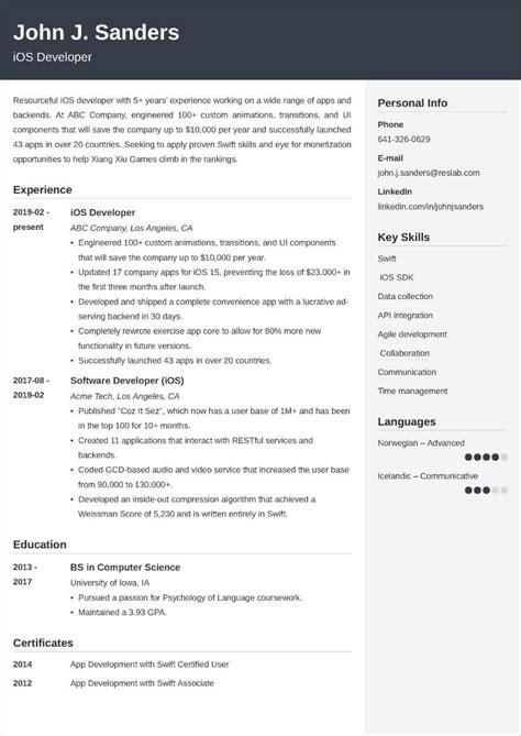 iOS Developer Resume—Sample and 25+ Writing Tips