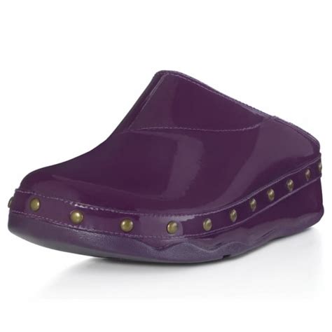 FitFlop Happy Gogh Womens Patent Leather Clog Mules - Very Plum Purple - Sandals from Scorpio ...