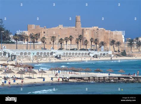 Monastir Tunisia Beach and Ribat View Stock Photo - Alamy