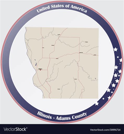 Map adams county in illinois Royalty Free Vector Image