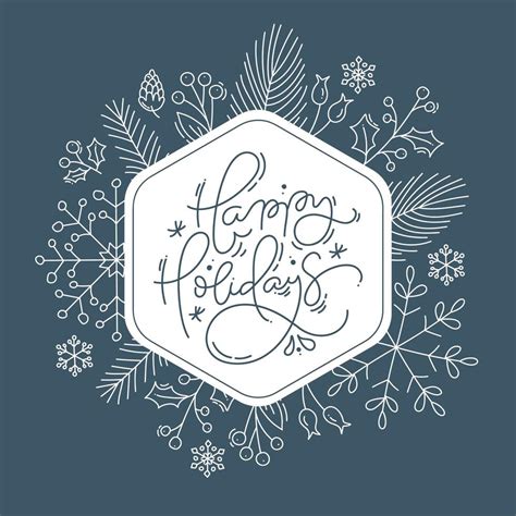 Happy Holidays text frame with line style foliage 1420784 Vector Art at ...