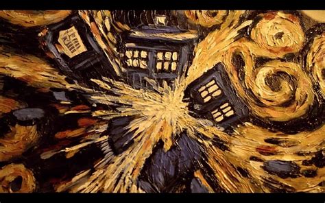 Brown and black abstract painting, Doctor Who, TARDIS, Vincent van Gogh ...