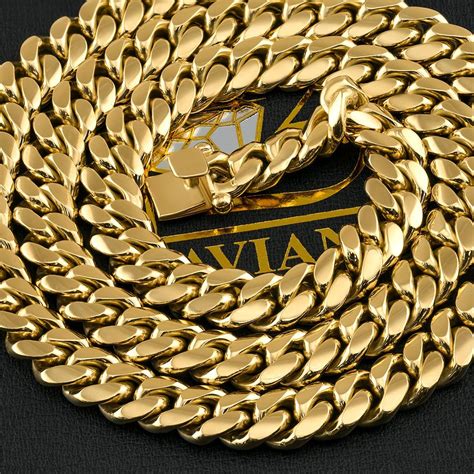 18k Yellow Solid Gold Miami Cuban Link Chain 11 mm–18k Solid Gold Cuban Link Chains