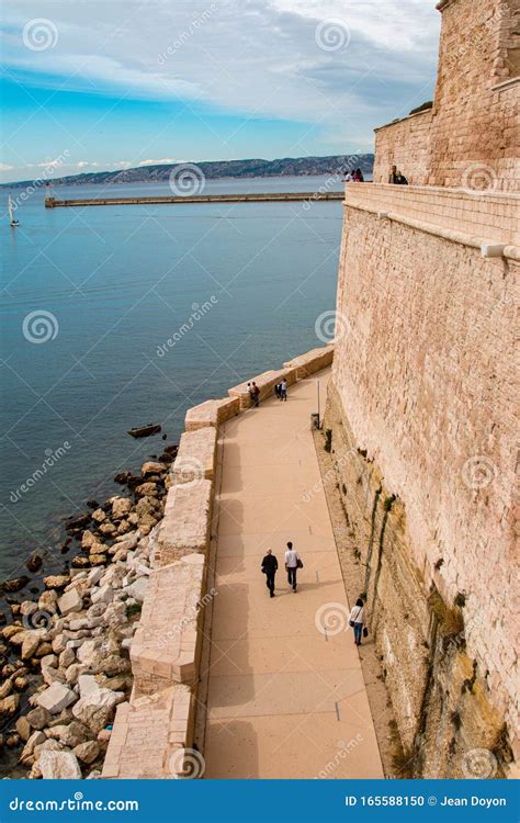 Walk between a Rampart and the Mediterranean Sea Editorial Image ...