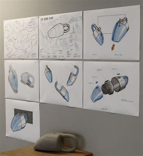 Joanna Statucka (School of Form) car vacuum cleaner sketches and a foam ...