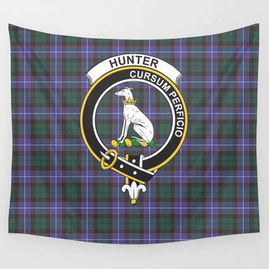 Scottish Hunter Clan Crest Tartan Tapestry