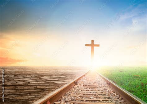 Jesus Cross Concept: way walking towards a cross Stock Photo | Adobe Stock