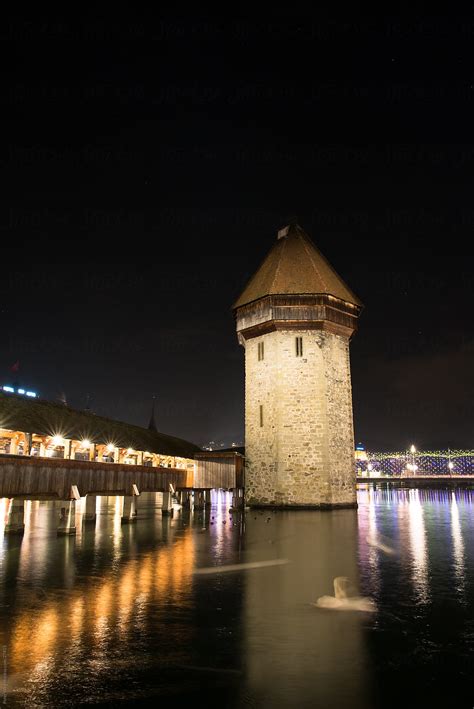 "Chapel Bridge In Luzern At Night" by Stocksy Contributor "Peter Wey ...