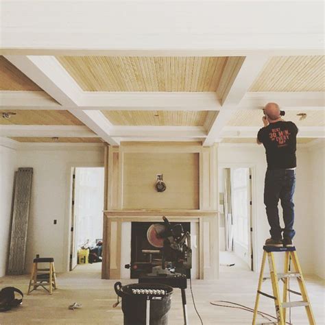 Coffered ceiling with bead board by our guy, Dean. #millermarriott #lakeliving #newconstruction ...