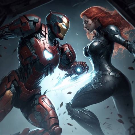 Iron Man VS. Black Widow by ExnergyX on DeviantArt