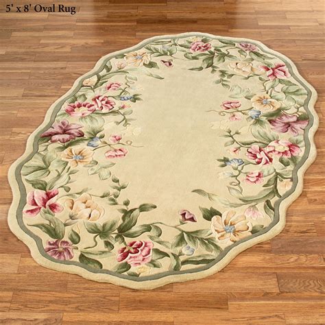 Spring Garden Scalloped Floral Oval Rugs