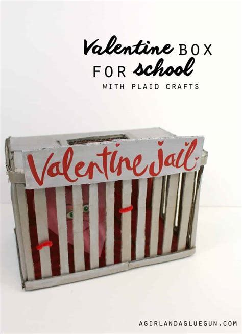 Valentine Day's boxes for School with Plaid crafts! - A girl and a glue gun