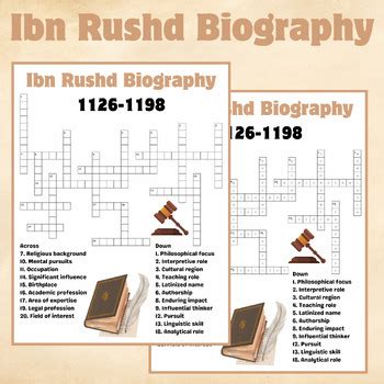 Ibn Rushd Biography Crossword Puzzle Worksheet Activity by ELKS ART STUDIO